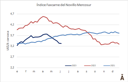 
                        La valorización del real evitó una fuerte caída del Novillo Mercosur                    